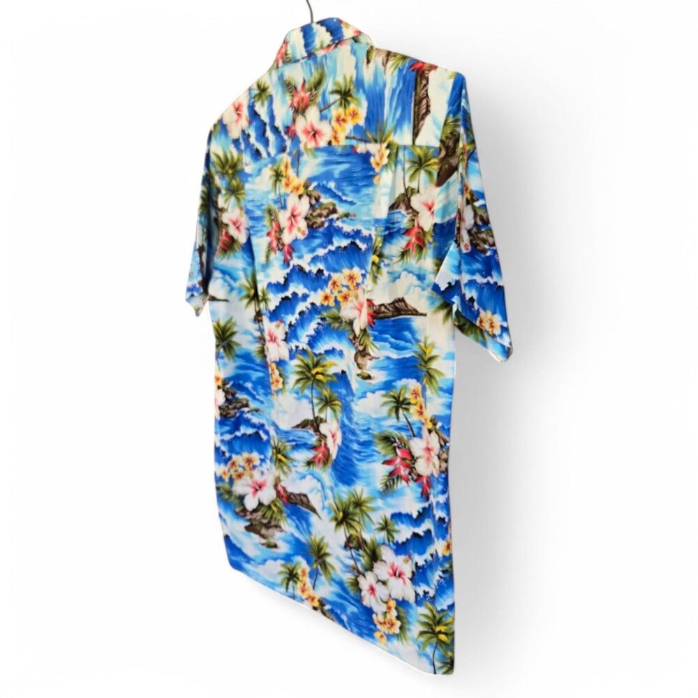 Pacific Legend Hawaiian Shirt Floral Tropical Print Blue Diamond Head NWT Small - Picture 8 of 9